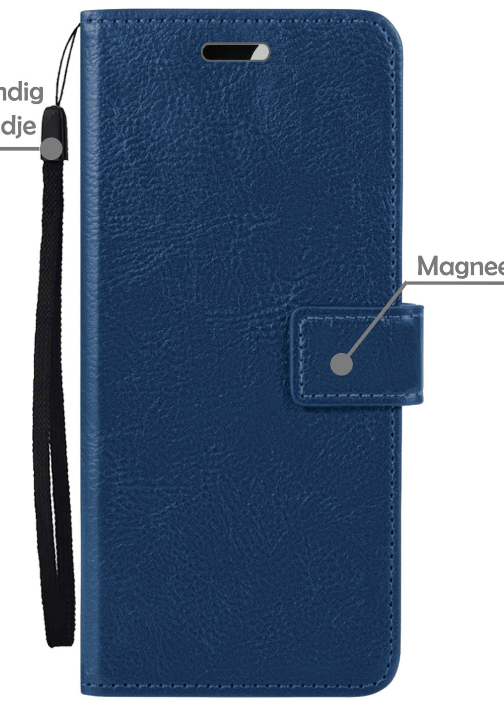LUQ Hoesje Geschikt voor OPPO A17 Hoesje Book Case Hoes Wallet Cover - Hoes Geschikt voor OPPO A17 Hoesje Bookcase Hoes - Donkerblauw