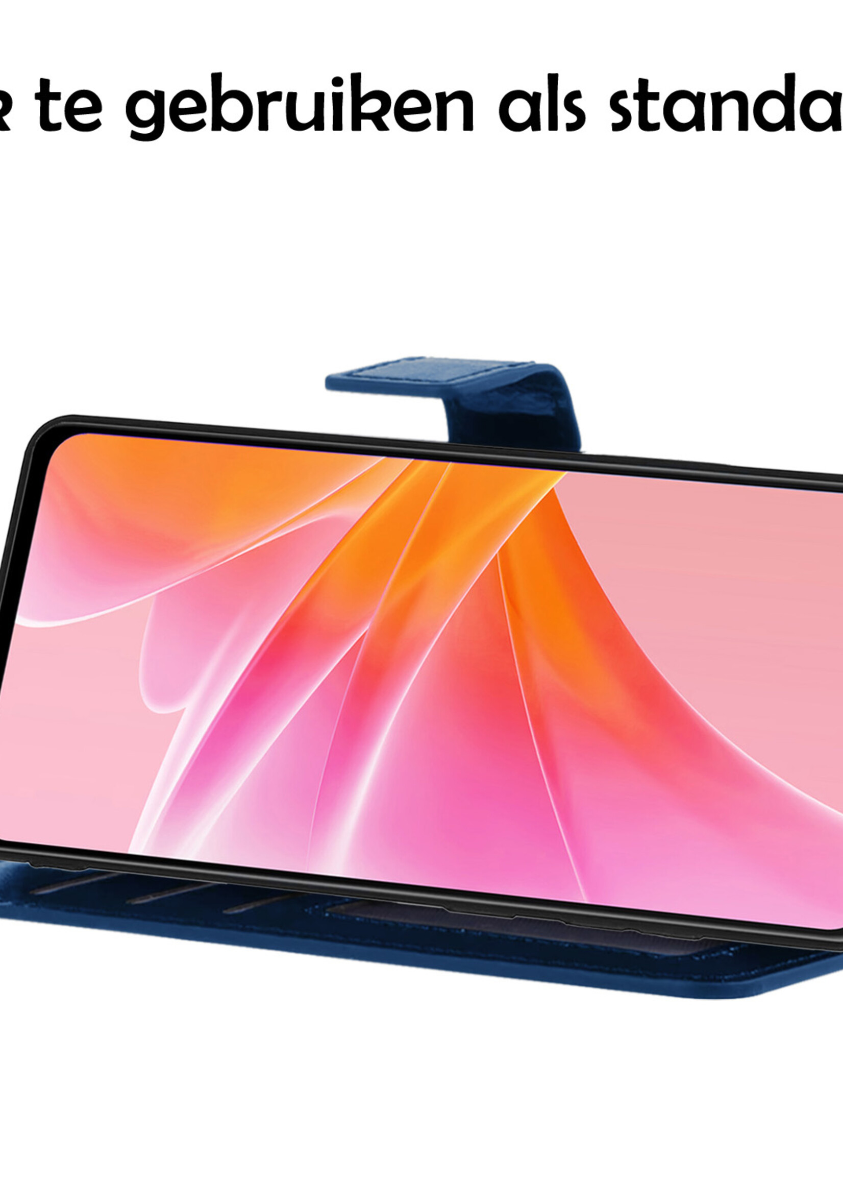 LUQ Hoesje Geschikt voor OPPO A17 Hoesje Book Case Hoes Wallet Cover - Hoes Geschikt voor OPPO A17 Hoesje Bookcase Hoes - Donkerblauw