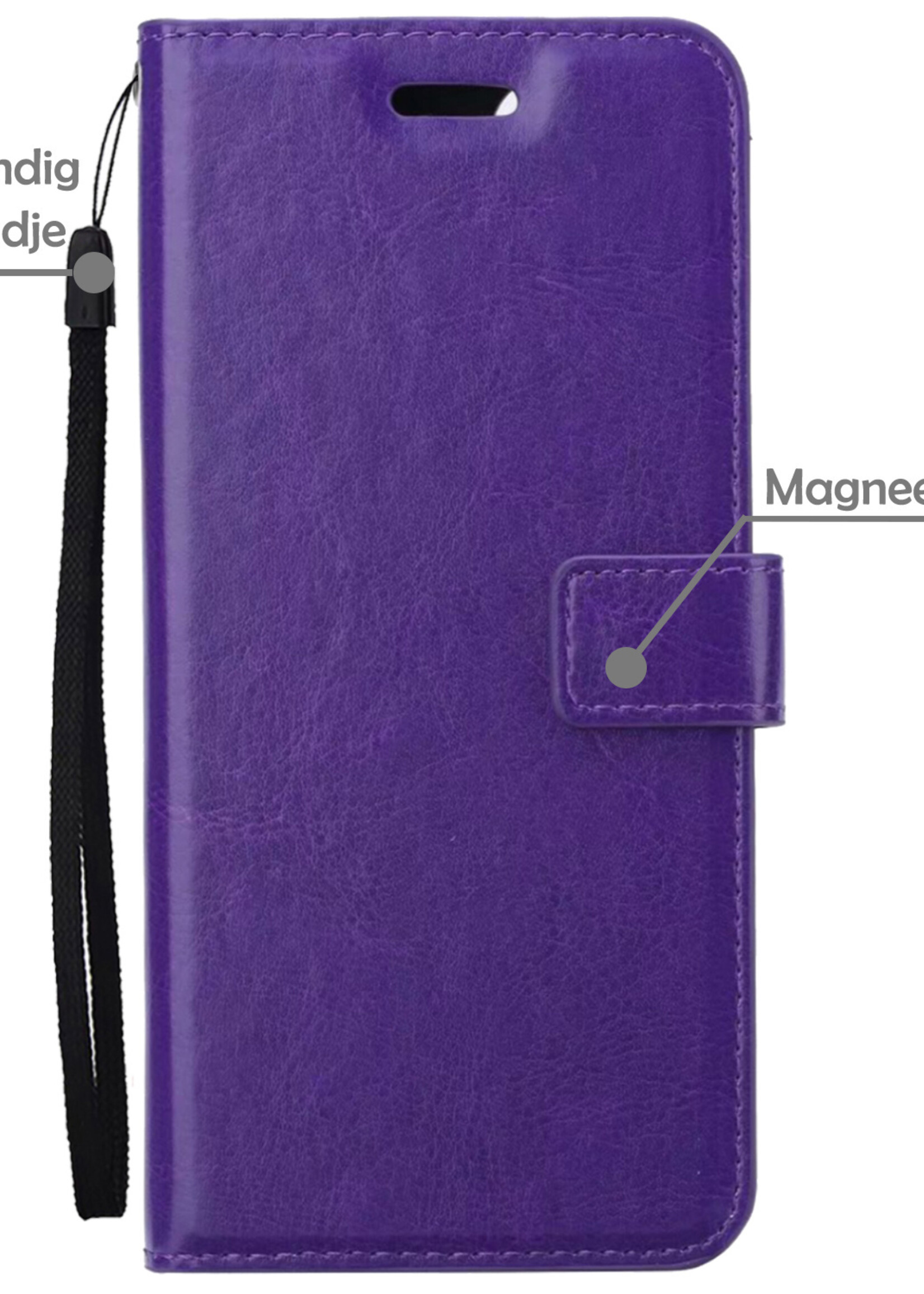 LUQ Hoesje Geschikt voor Samsung S23 Hoesje Book Case Hoes Wallet Cover Met Screenprotector - Hoes Geschikt voor Samsung Galaxy S23 Hoesje Bookcase Hoes - Paars