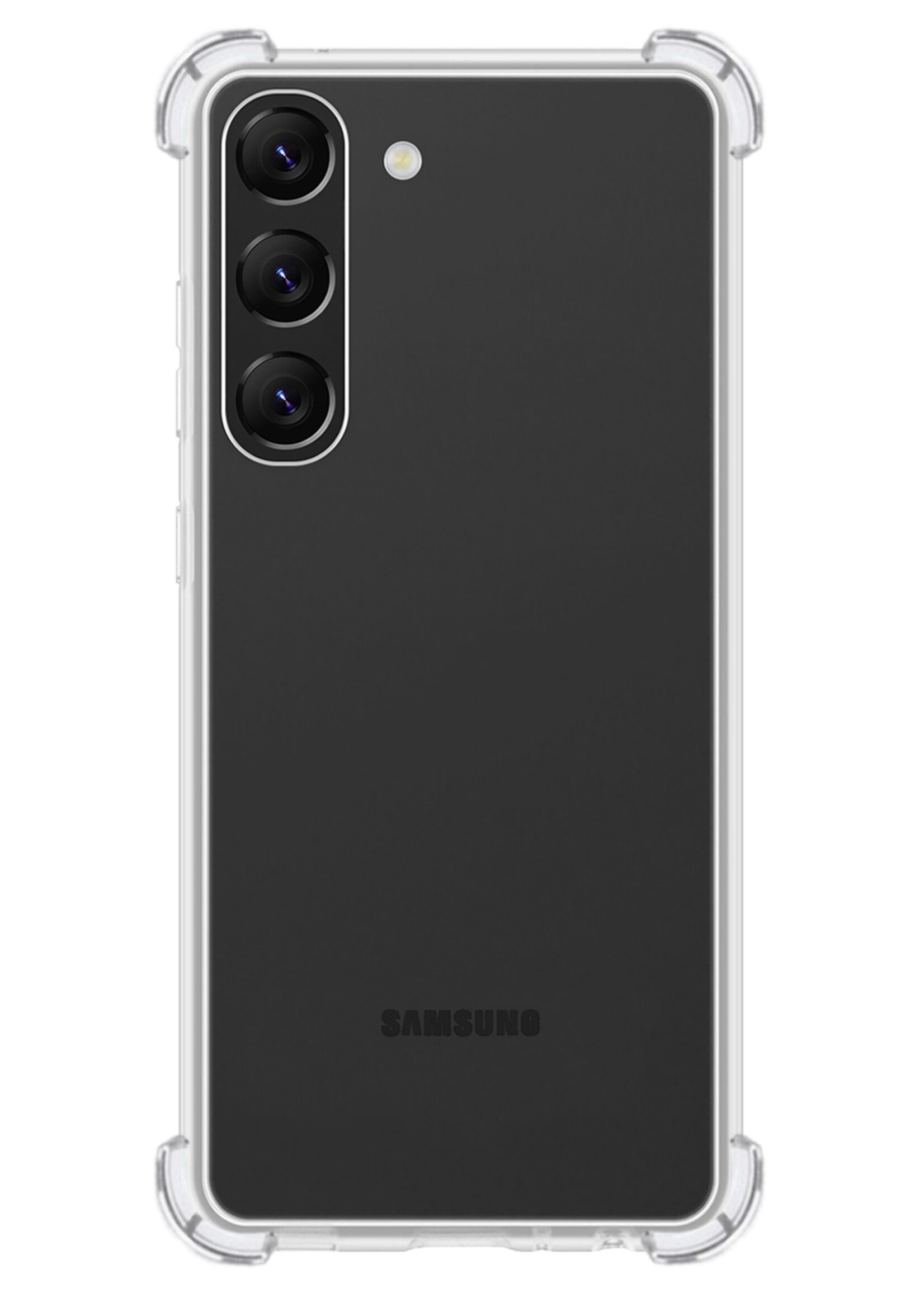 LUQ Hoesje Geschikt voor Samsung S23 Hoesje Shockproof Case Siliconen Met Screenprotector - Hoes Geschikt voor Samsung Galaxy S23 Hoes Cover Siliconen - Transparant