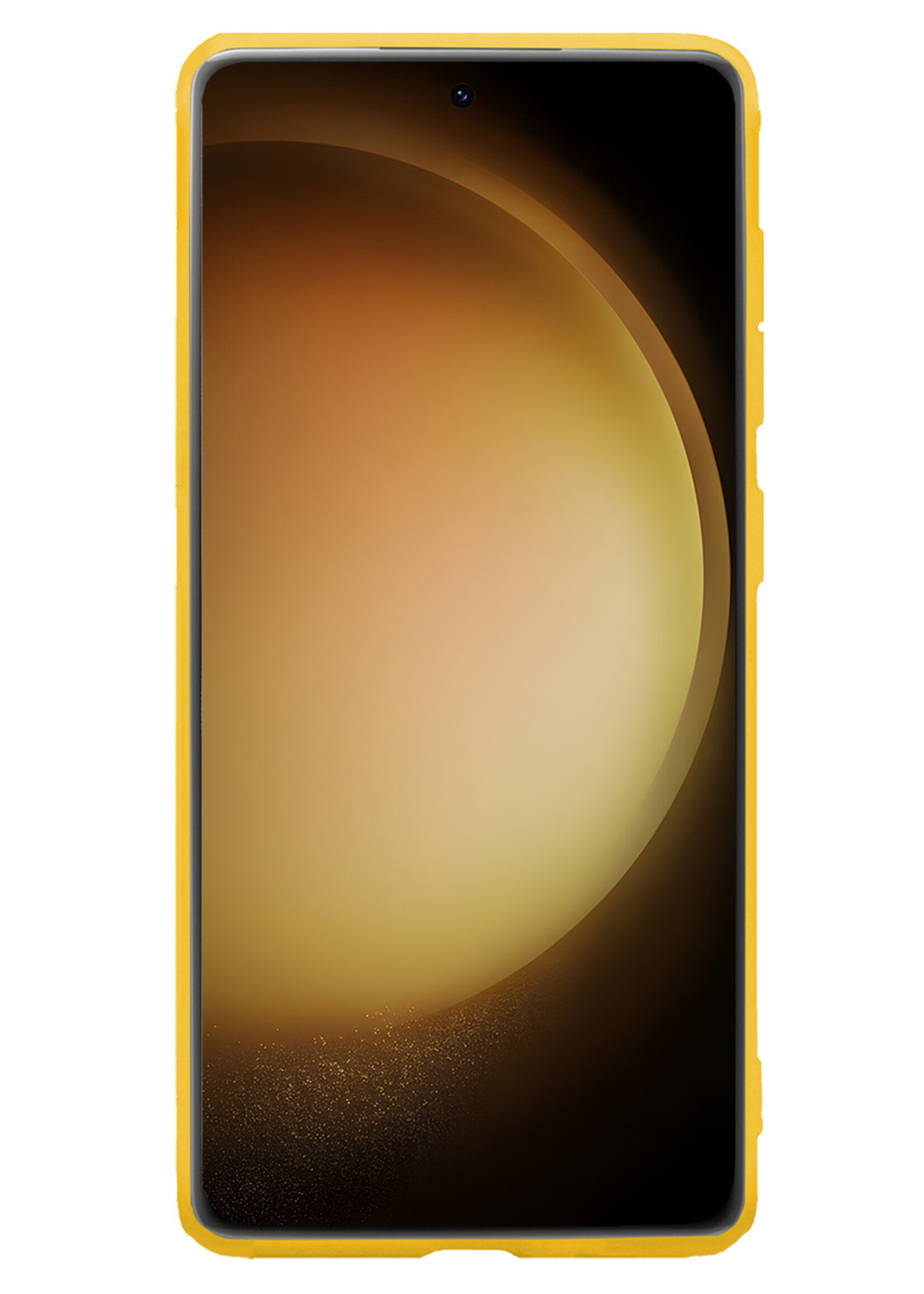 LUQ Hoesje Geschikt voor Samsung S23 Hoesje Siliconen Case Met Screenprotector - Hoes Geschikt voor Samsung Galaxy S23 Hoes Siliconen - Geel