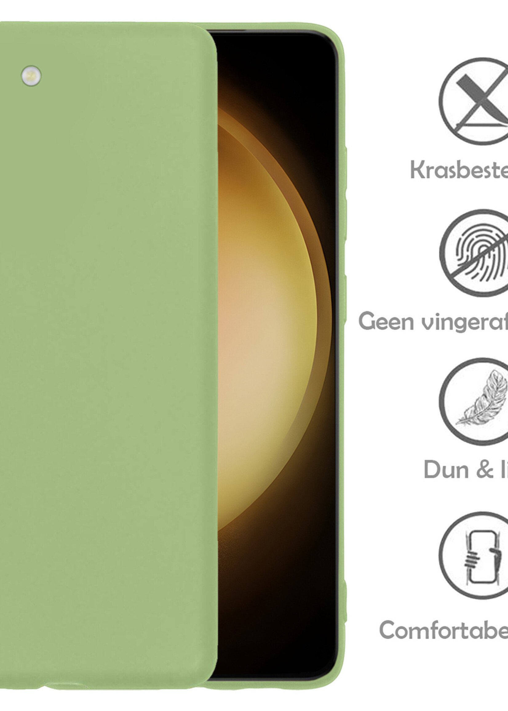 LUQ Hoesje Geschikt voor Samsung S23 Hoesje Siliconen Case Met 2x Screenprotector - Hoes Geschikt voor Samsung Galaxy S23 Hoes Siliconen - Groen