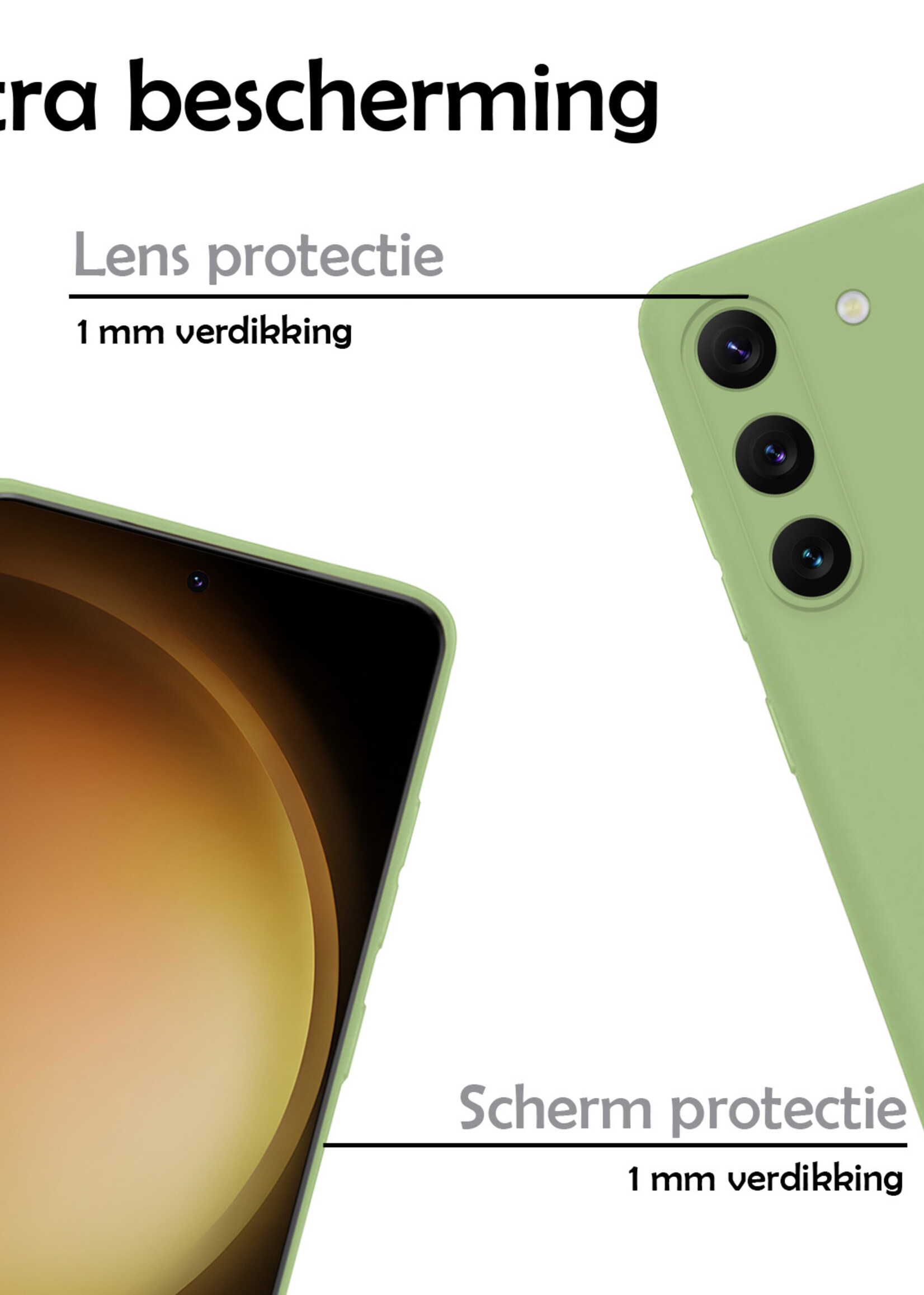 LUQ Hoesje Geschikt voor Samsung S23 Hoesje Siliconen Case Met 2x Screenprotector - Hoes Geschikt voor Samsung Galaxy S23 Hoes Siliconen - Groen
