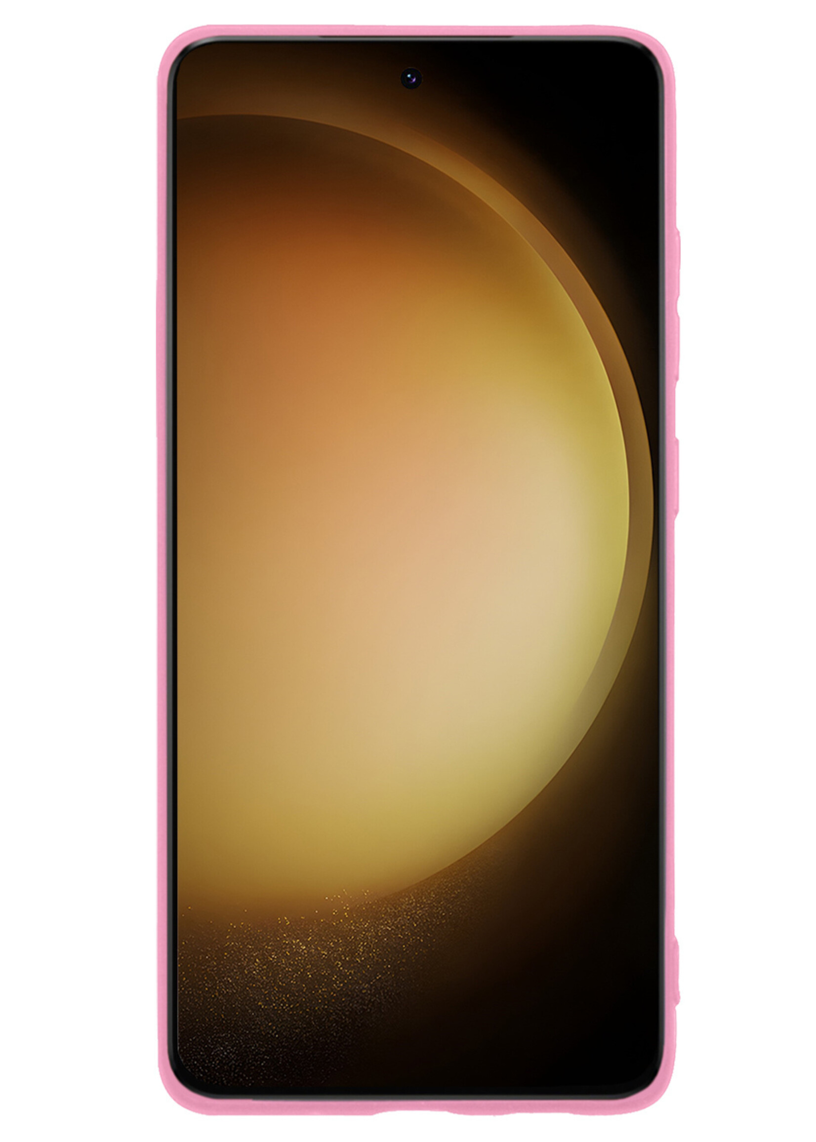 LUQ Hoesje Geschikt voor Samsung S23 Hoesje Siliconen Case Met 2x Screenprotector - Hoes Geschikt voor Samsung Galaxy S23 Hoes Siliconen - Lichtroze