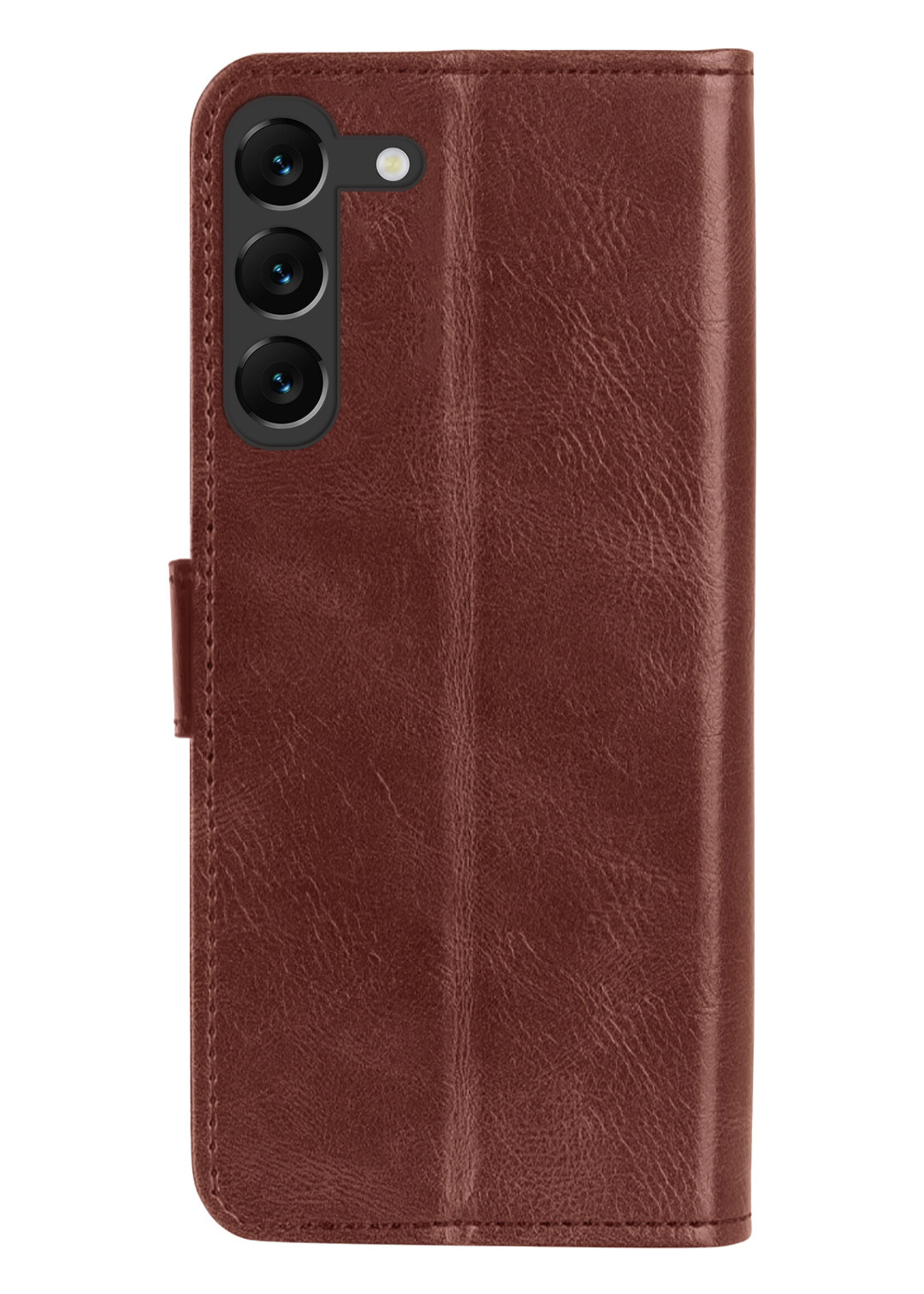 LUQ Hoesje Geschikt voor Samsung S23 Plus Hoesje Book Case Hoes Wallet Cover Met Screenprotector - Hoes Geschikt voor Samsung Galaxy S23 Plus Hoesje Bookcase Hoes - Bruin