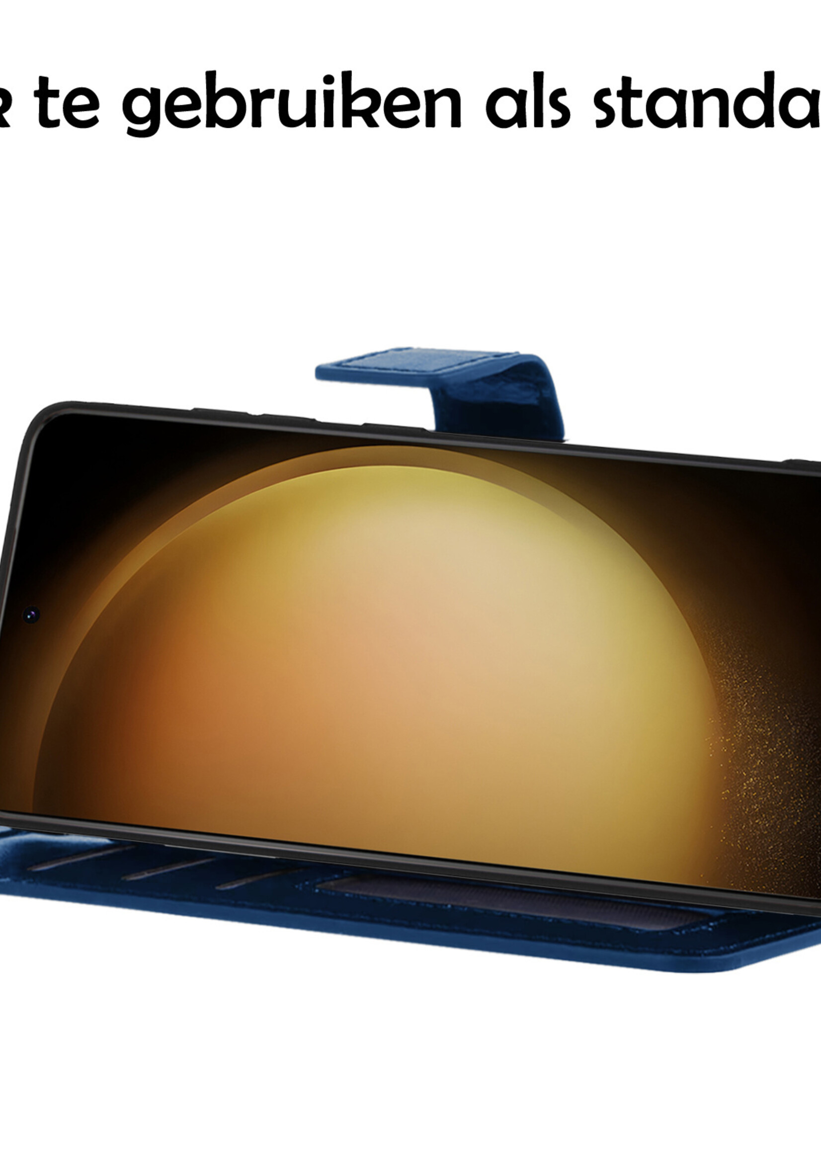 LUQ Hoesje Geschikt voor Samsung S23 Plus Hoesje Book Case Hoes Wallet Cover Met Screenprotector - Hoes Geschikt voor Samsung Galaxy S23 Plus Hoesje Bookcase Hoes - Donkerblauw