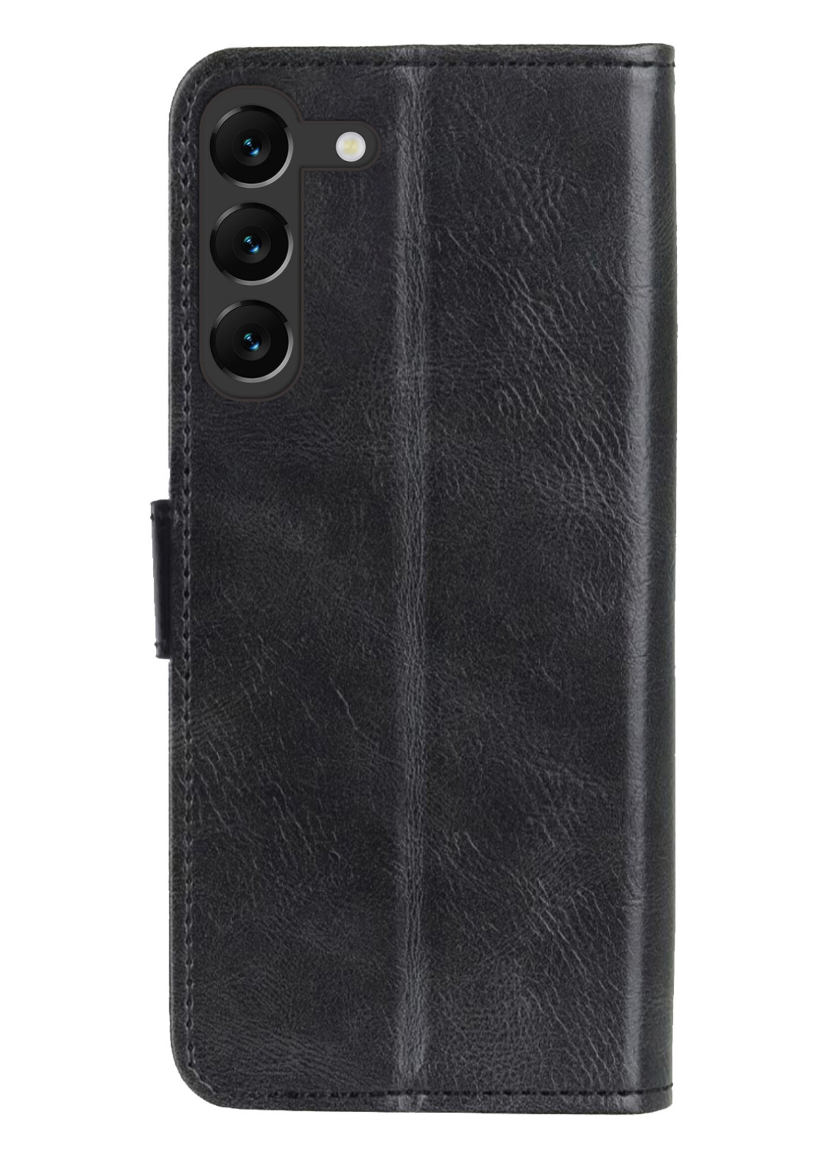 LUQ Hoesje Geschikt voor Samsung S23 Plus Hoesje Book Case Hoes Wallet Cover Met 2x Screenprotector - Hoes Geschikt voor Samsung Galaxy S23 Plus Hoesje Bookcase Hoes - Zwart