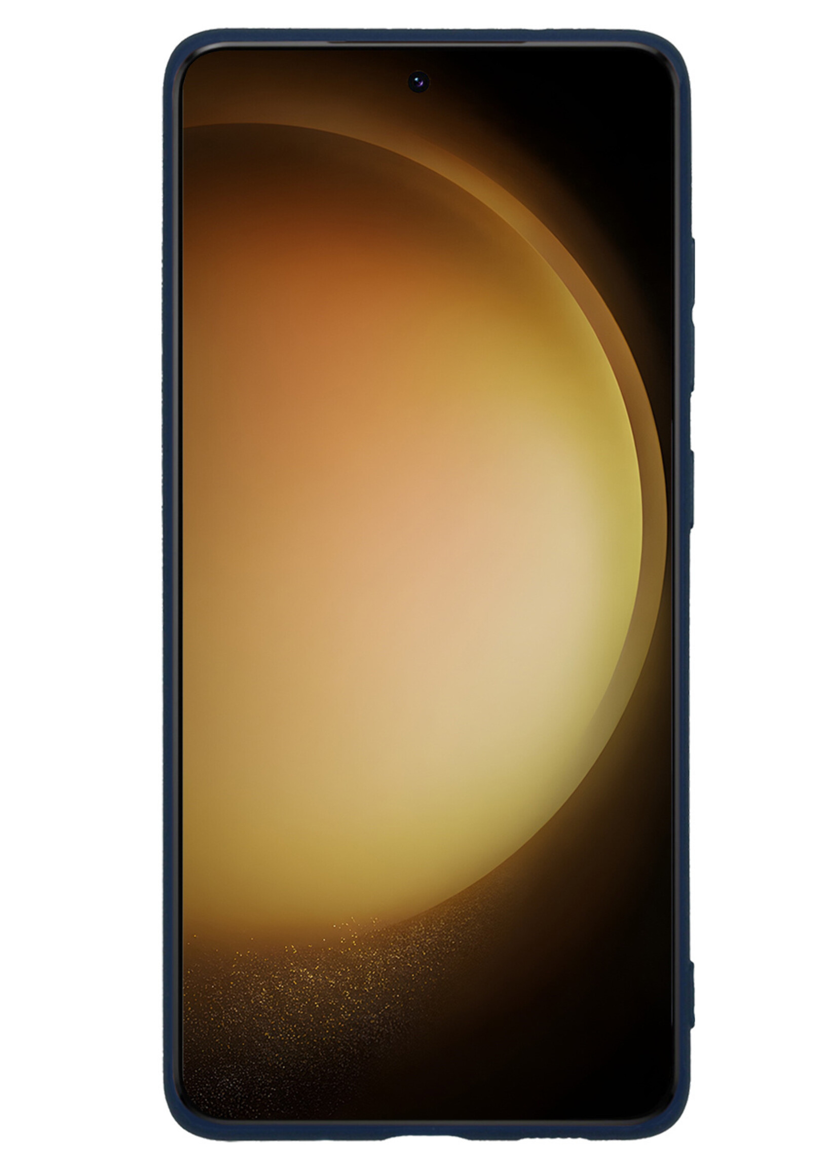 LUQ Hoesje Geschikt voor Samsung S23 Plus Hoesje Siliconen Case Met Screenprotector - Hoes Geschikt voor Samsung Galaxy S23 Plus Hoes Siliconen - Donkerblauw