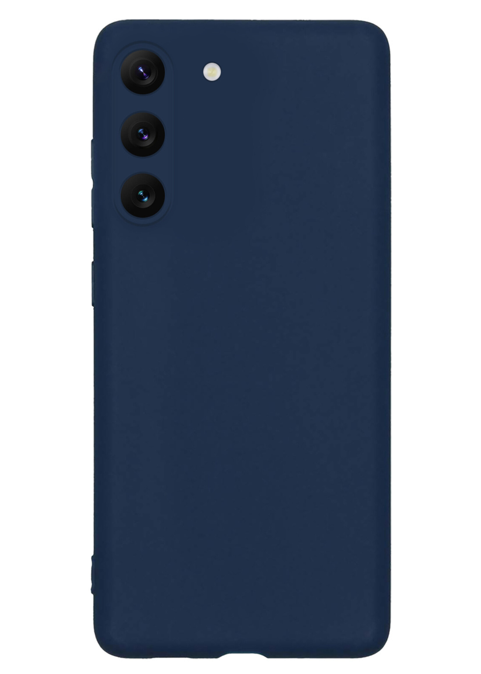 LUQ Hoesje Geschikt voor Samsung S23 Plus Hoesje Siliconen Case Met Screenprotector - Hoes Geschikt voor Samsung Galaxy S23 Plus Hoes Siliconen - Donkerblauw