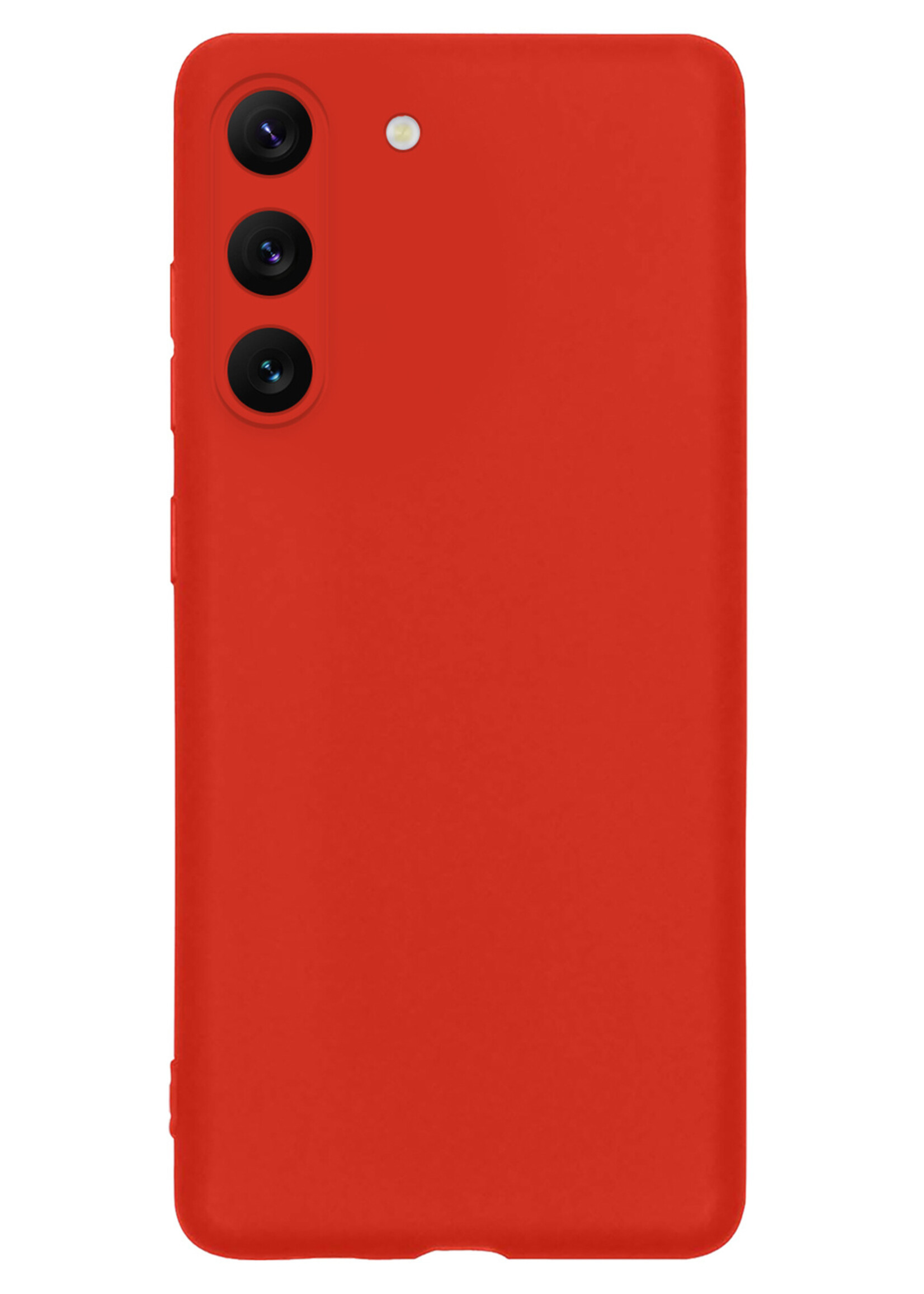 LUQ Hoesje Geschikt voor Samsung S23 Plus Hoesje Siliconen Case Met Screenprotector - Hoes Geschikt voor Samsung Galaxy S23 Plus Hoes Siliconen - Rood