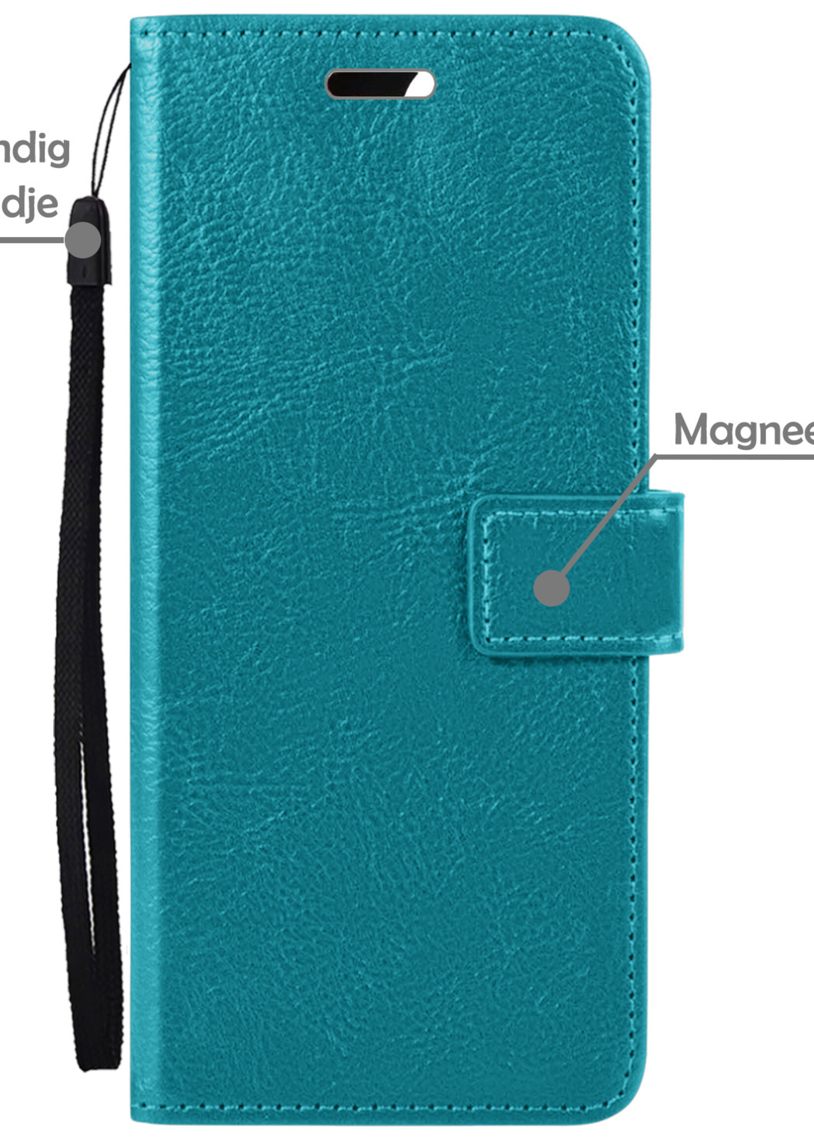 LUQ Hoesje Geschikt voor Samsung S23 Ultra Hoesje Book Case Hoes Wallet Cover Met Screenprotector - Hoes Geschikt voor Samsung Galaxy S23 Ultra Hoesje Bookcase Hoes - Turquoise