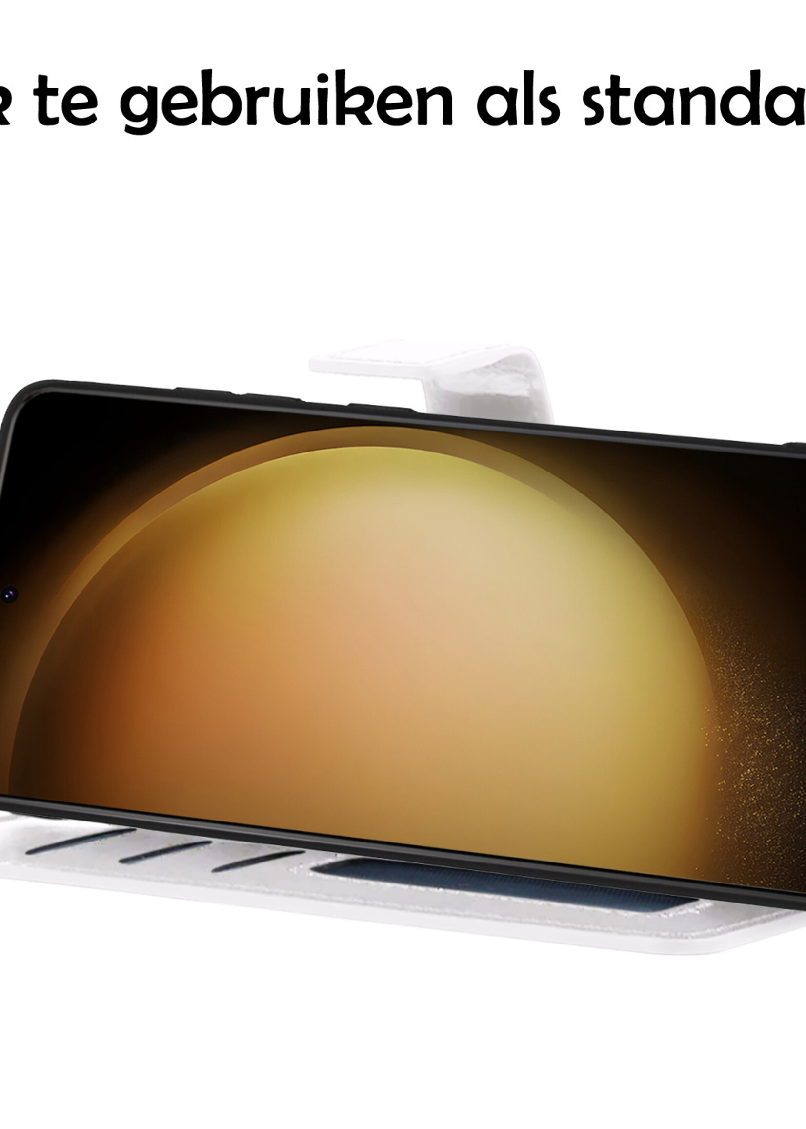 LUQ Hoesje Geschikt voor Samsung S23 Ultra Hoesje Book Case Hoes Wallet Cover Met Screenprotector - Hoes Geschikt voor Samsung Galaxy S23 Ultra Hoesje Bookcase Hoes - Wit