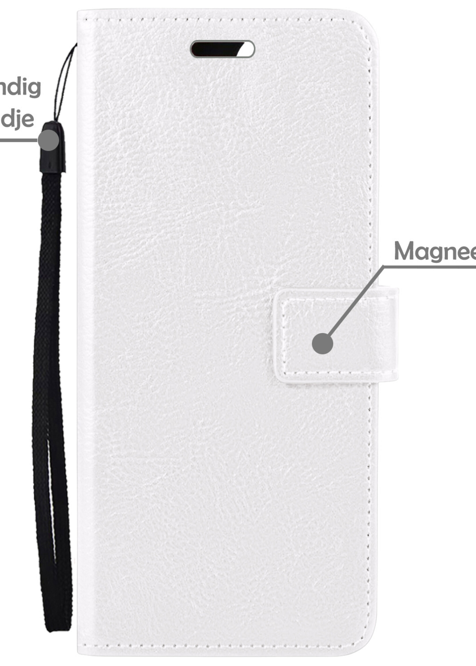 LUQ Hoesje Geschikt voor Samsung S23 Ultra Hoesje Book Case Hoes Wallet Cover Met 2x Screenprotector - Hoes Geschikt voor Samsung Galaxy S23 Ultra Hoesje Bookcase Hoes - Wit