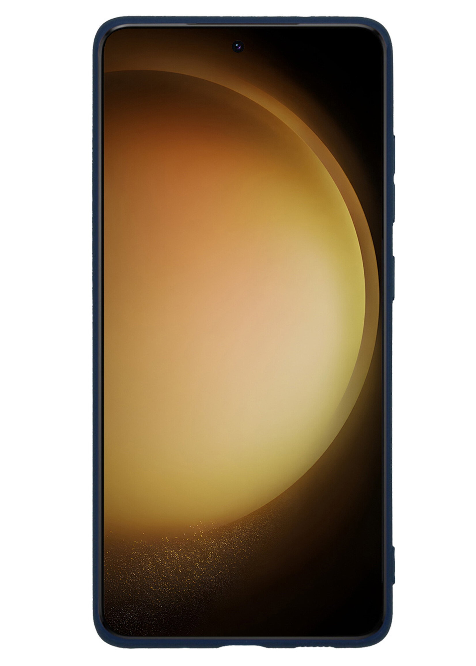 LUQ Hoesje Geschikt voor Samsung S23 Ultra Hoesje Siliconen Case Met Screenprotector - Hoes Geschikt voor Samsung Galaxy S23 Ultra Hoes Siliconen - Donkerblauw