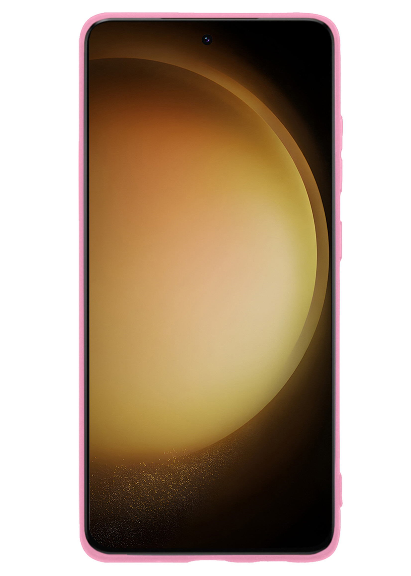 LUQ Hoesje Geschikt voor Samsung S23 Ultra Hoesje Siliconen Case Met Screenprotector - Hoes Geschikt voor Samsung Galaxy S23 Ultra Hoes Siliconen - Lichtroze