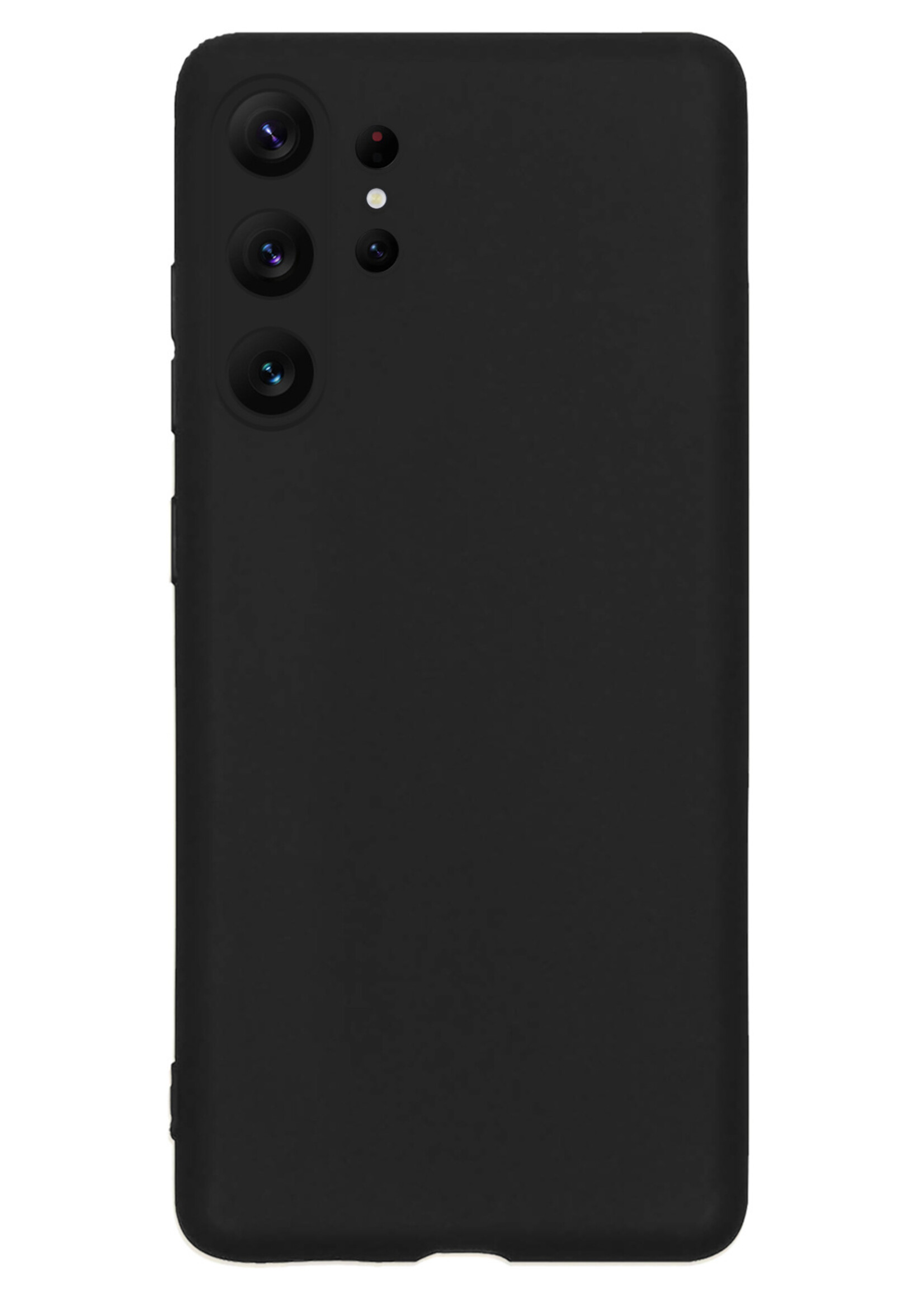 LUQ Hoesje Geschikt voor Samsung S23 Ultra Hoesje Siliconen Case Met Screenprotector - Hoes Geschikt voor Samsung Galaxy S23 Ultra Hoes Siliconen - Zwart