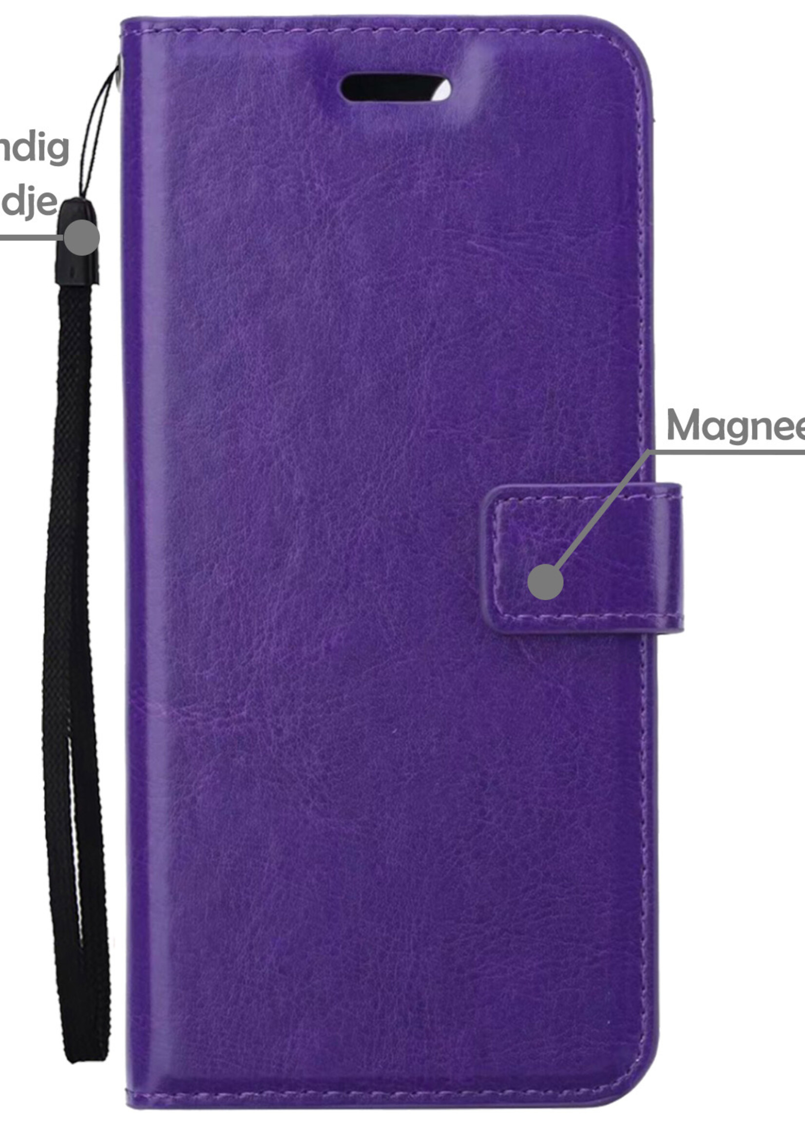 LUQ Hoesje Geschikt voor OPPO A57s Hoesje Book Case Hoes Wallet Cover - Hoes Geschikt voor OPPO A57s Hoesje Bookcase Hoes - Paars