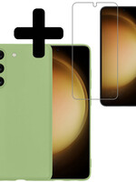 LUQ LUQ Samsung Galaxy S23 Hoesje Siliconen Met Screenprotector - Groen