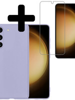 LUQ LUQ Samsung Galaxy S23 Hoesje Siliconen Met Screenprotector - Lila