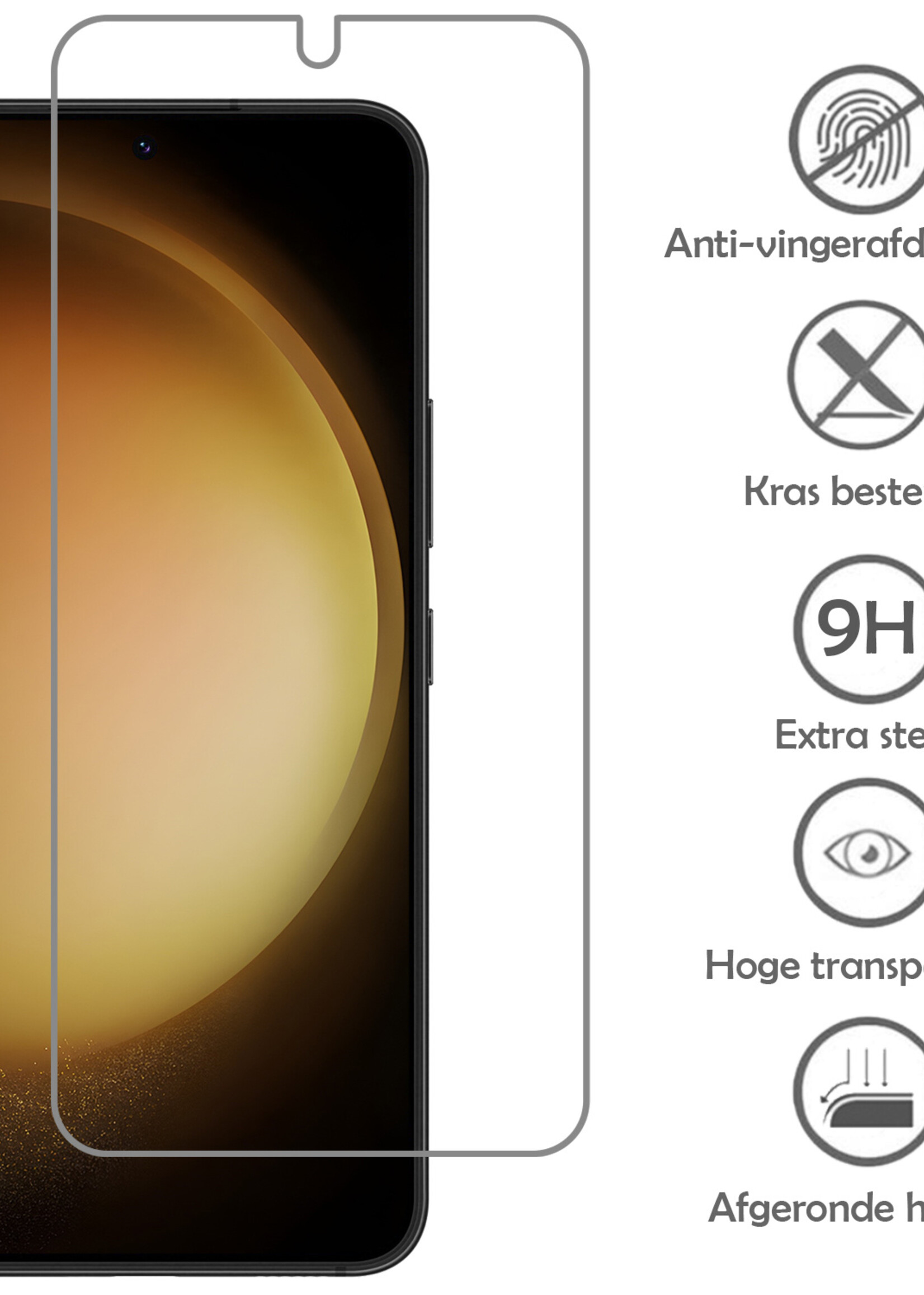 LUQ Hoesje Geschikt voor Samsung S23 Hoesje Siliconen Case Met Screenprotector - Hoes Geschikt voor Samsung Galaxy S23 Hoes Siliconen - Rood