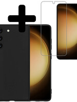 LUQ LUQ Samsung Galaxy S23 Hoesje Siliconen Met Screenprotector - Zwart
