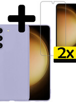 LUQ LUQ Samsung Galaxy S23 Hoesje Siliconen Met 2x Screenprotector - Lila