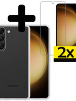 LUQ LUQ Samsung Galaxy S23 Hoesje Siliconen Met 2x Screenprotector - Transparant