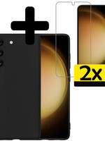 LUQ LUQ Samsung Galaxy S23 Hoesje Siliconen Met 2x Screenprotector - Zwart