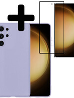LUQ LUQ Samsung Galaxy S23 Ultra Hoesje Siliconen Met Screenprotector - Lila