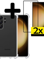 LUQ LUQ Samsung Galaxy S23 Ultra Hoesje Shockproof Met 2x Screenprotector