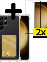 LUQ LUQ Samsung Galaxy S23 Ultra Hoesje Pashouder Met 2x Screenprotector