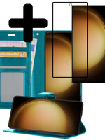 LUQ LUQ Samsung Galaxy S23 Ultra Hoesje Bookcase Turquoise Met Screenprotector