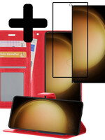 LUQ LUQ Samsung Galaxy S23 Ultra Hoesje Bookcase Rood Met Screenprotector