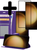 LUQ LUQ Samsung Galaxy S23 Ultra Hoesje Bookcase Paars Met Screenprotector