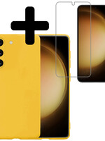 LUQ LUQ Samsung Galaxy S23 Plus Hoesje Siliconen Met Screenprotector - Geel