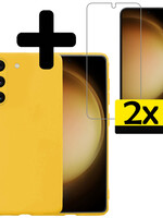 LUQ LUQ Samsung Galaxy S23 Plus Hoesje Siliconen Met 2x Screenprotector - Geel