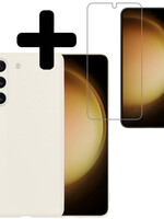 LUQ LUQ Samsung Galaxy S23 Plus Hoesje Siliconen Met Screenprotector - Wit