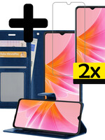 LUQ LUQ OPPO A17 Hoesje Bookcase Donkerblauw Met 2x Screenprotector
