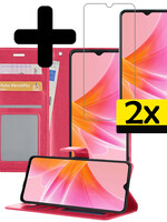 LUQ LUQ OPPO A17 Hoesje Bookcase Donkerroze Met 2x Screenprotector
