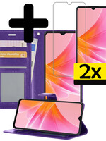 LUQ LUQ OPPO A17 Hoesje Bookcase Paars Met 2x Screenprotector