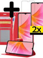 LUQ LUQ OPPO A17 Hoesje Bookcase Rood Met 2x Screenprotector