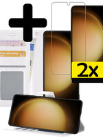 LUQ LUQ Samsung Galaxy S23 Plus Hoesje Bookcase Wit Met 2x Screenprotector