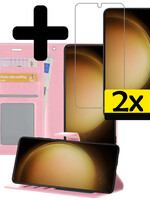 LUQ LUQ Samsung Galaxy S23 Plus Hoesje Bookcase Lichtroze Met 2x Screenprotector