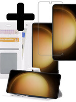 LUQ LUQ Samsung Galaxy S23 Plus Hoesje Bookcase Wit Met Screenprotector