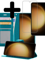LUQ LUQ Samsung Galaxy S23 Plus Hoesje Bookcase Turquoise Met Screenprotector