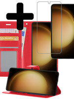 LUQ LUQ Samsung Galaxy S23 Plus Hoesje Bookcase Rood Met Screenprotector