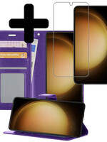 LUQ LUQ Samsung Galaxy S23 Plus Hoesje Bookcase Paars Met Screenprotector