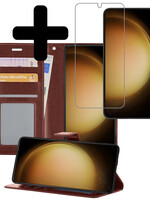 LUQ LUQ Samsung Galaxy S23 Plus Hoesje Bookcase Bruin Met Screenprotector