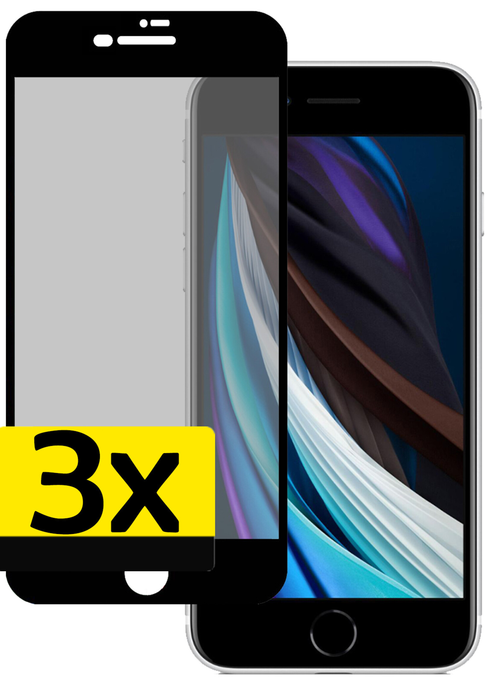 LUQ Screenprotector Geschikt voor iPhone SE 2020 Privacy Screenprotector Bescherm Glas - Privacy Screenprotector Geschikt voor iPhone SE (2020) Screenprotector Glas - 3 Stuks