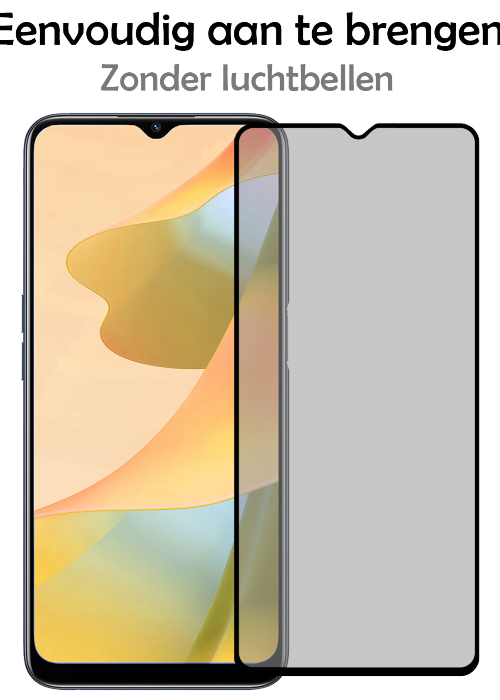 LUQ Screenprotector Geschikt voor OPPO A16 Privacy Screenprotector Bescherm Glas - Privacy Screenprotector Geschikt voor OPPO A16 Screenprotector Glas - 2 Stuks